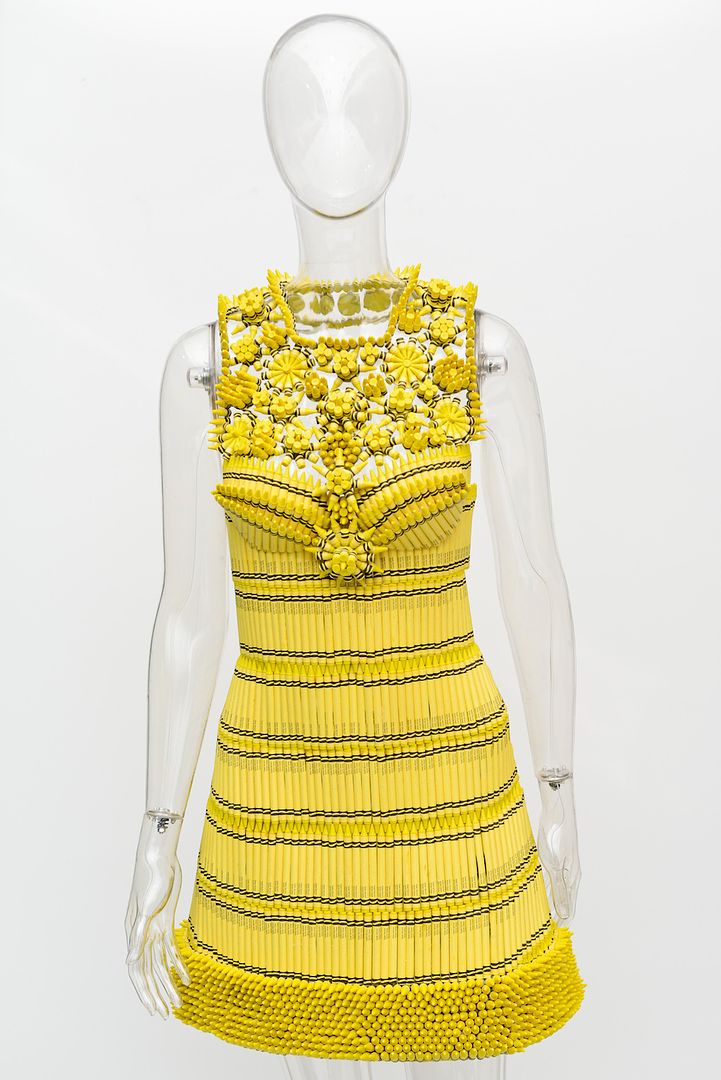 Nannette Lepore dress made from Crayolas for Bloomingdale's windows | photo Matthew Carasella