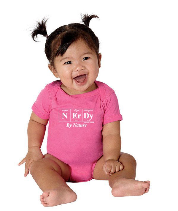 Nerdy by Nature baby onesie from Periodically Inspired