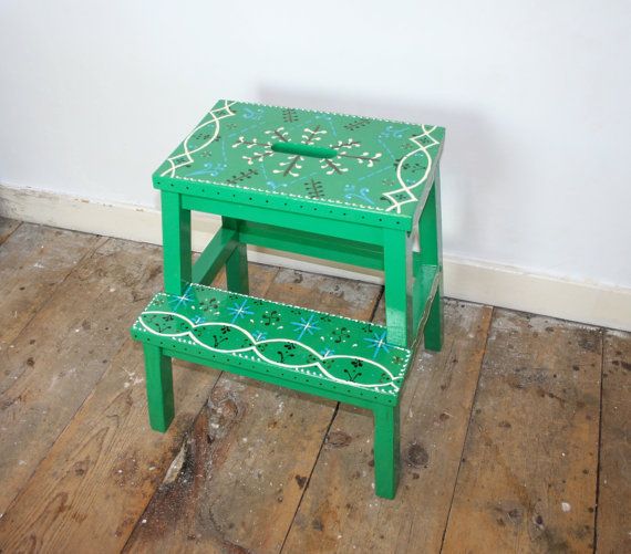 Handpainted gypsy pattern step stool on Etsy