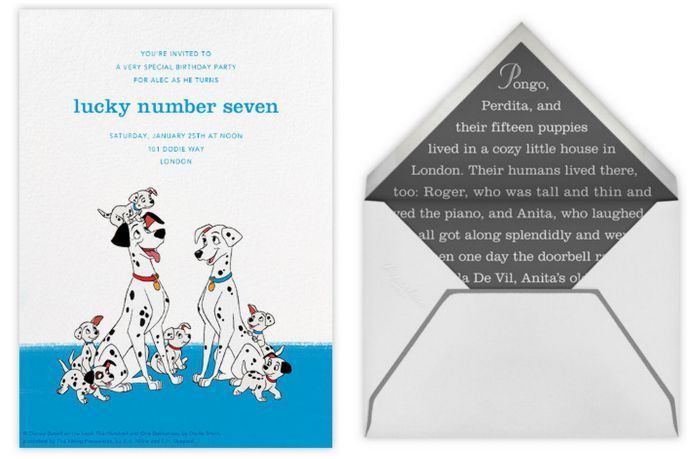 Beautiful Disney party invitations from Paperless Post: 101 Dalmations
