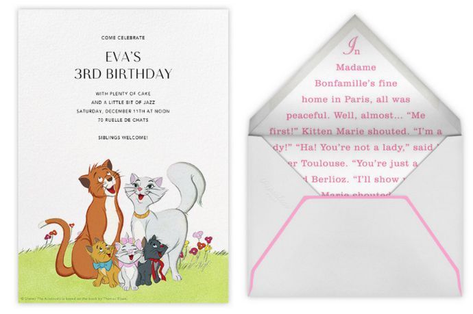 Disney party invitations from Paperless Post: The Aristocats. (We love them!)
