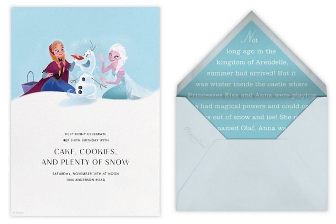New handpainted Disney invitations from Paperless Post: Great Frozen Party invitations!
