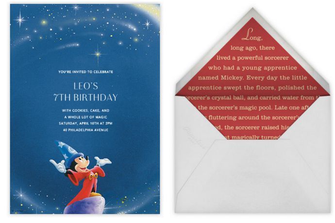 Disney party e-invitations from Paperless Post: The Sorcerer's Apprentice