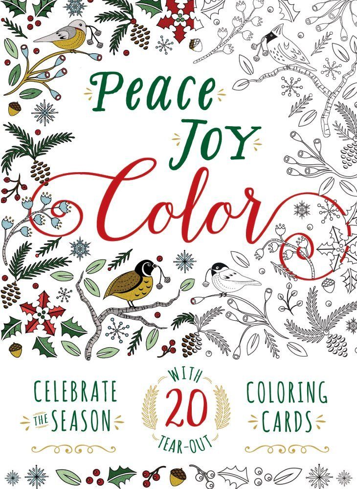 Peace. Joy. Color. | Wonderful book of Christmas coloring page tear-out postcards for adults