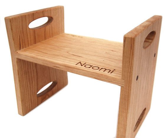 Personalized modern wooden step stool for kids | Little Sapling Toys on Etsy