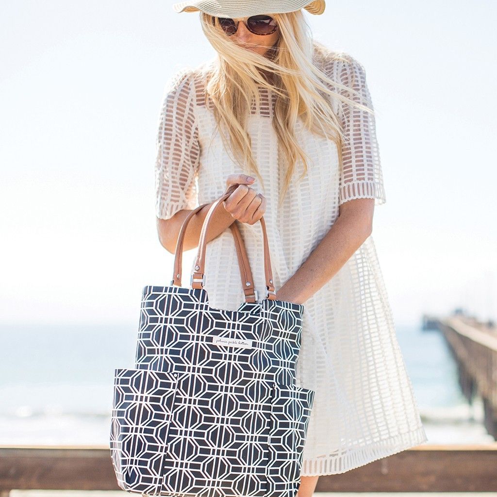 Petunia Picklebottom's tailored tote is one of our favorite black and white diaper bags for spring.