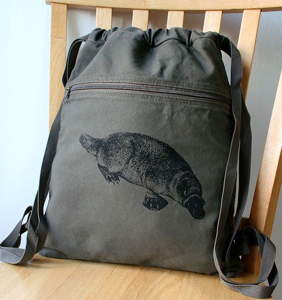 Platypus canvas backpack |Back to school shopping on Etsy