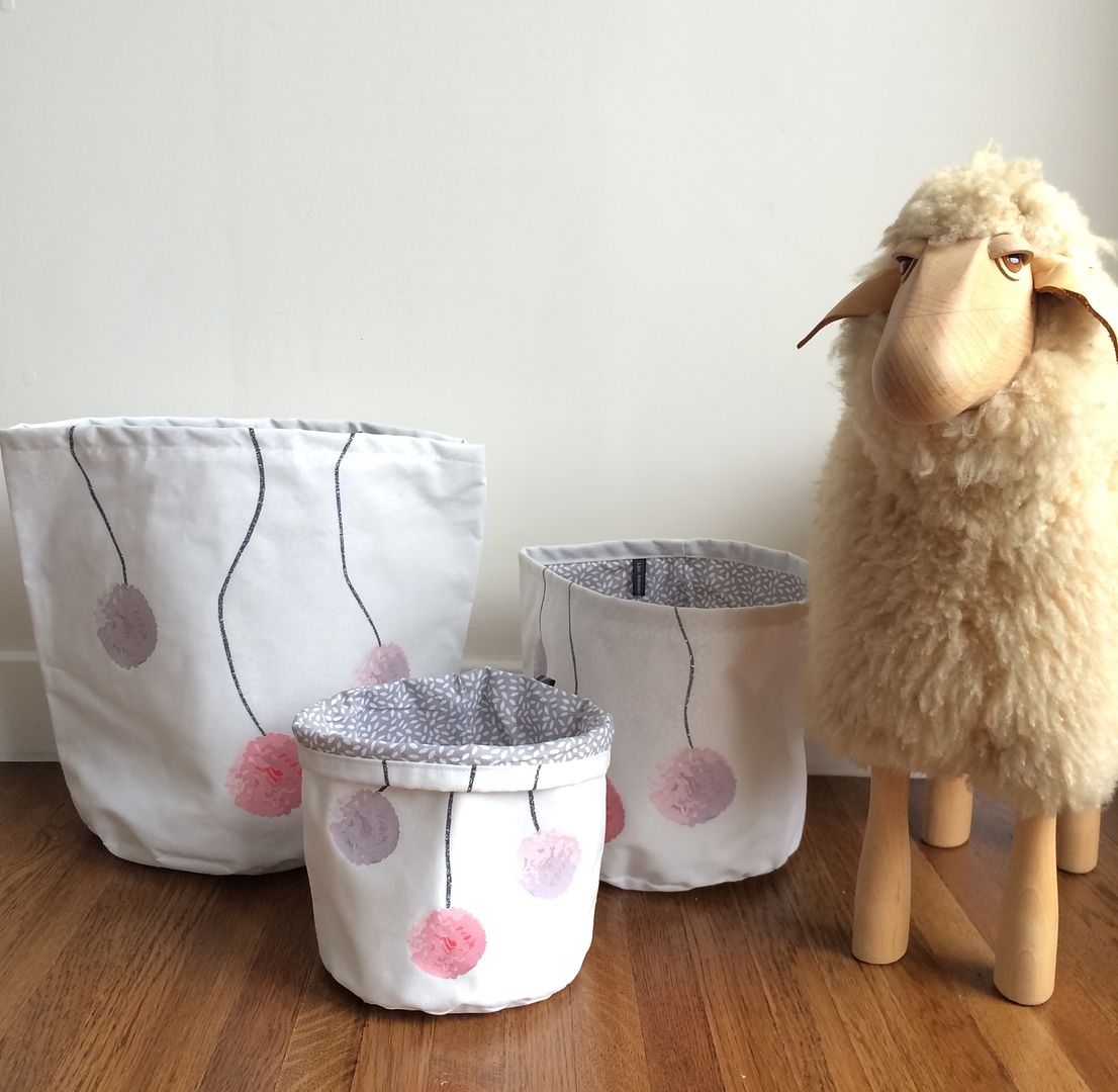Fabric storage bins from France in different sizes and fabrics