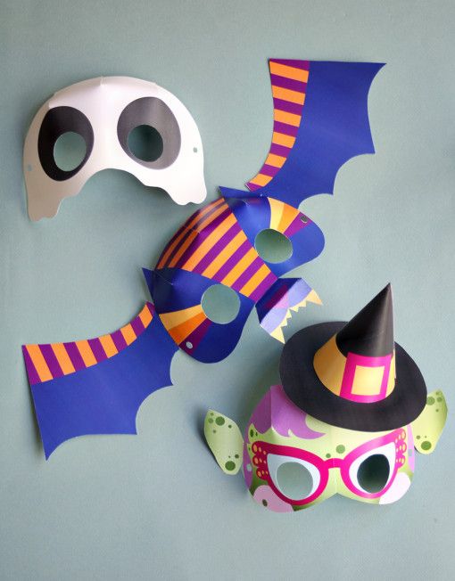 Artful, printable Halloween masks from Smallful that you can put together yourself. 