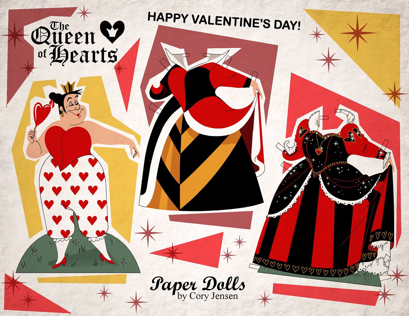 Free printable Queen of Hearts paper dolls by Cory Jensen