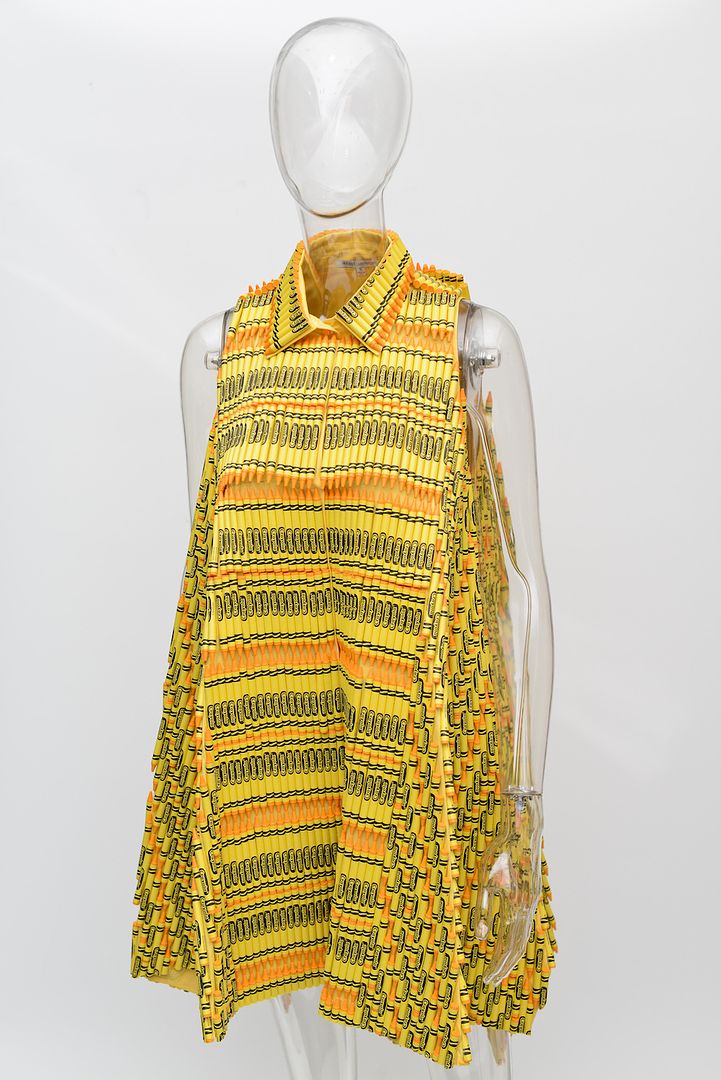 Rebecca Minkoff dress made of Crayolas for Bloomingdale's | photo Matthew Carasella