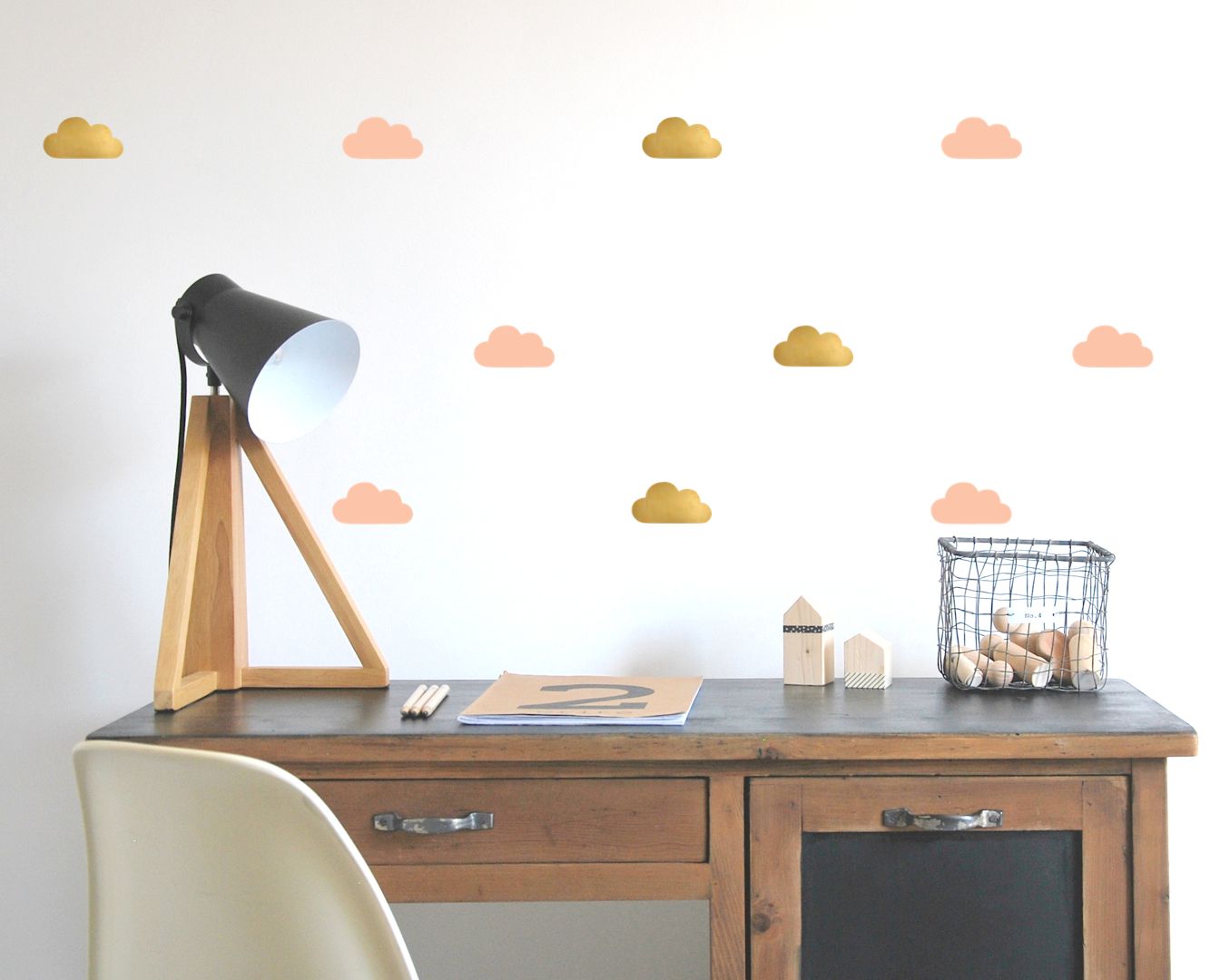Repositionable cloud decals from France help bring life to a blank wall and reposition easily
