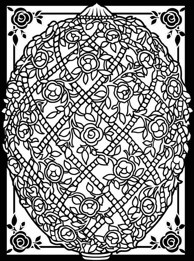 Rose trellis Easter egg printable coloring page 