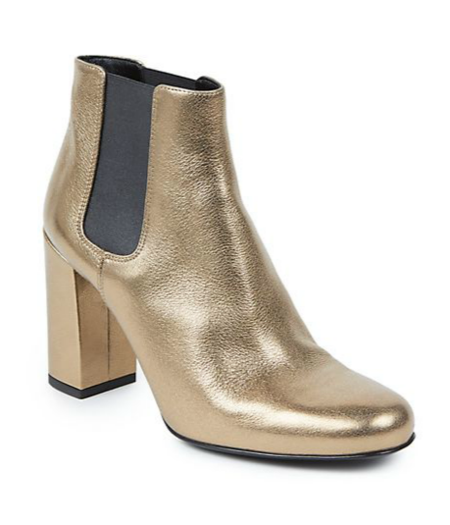Gold metallic ankle boots from Saint Laurent. Holy wow.