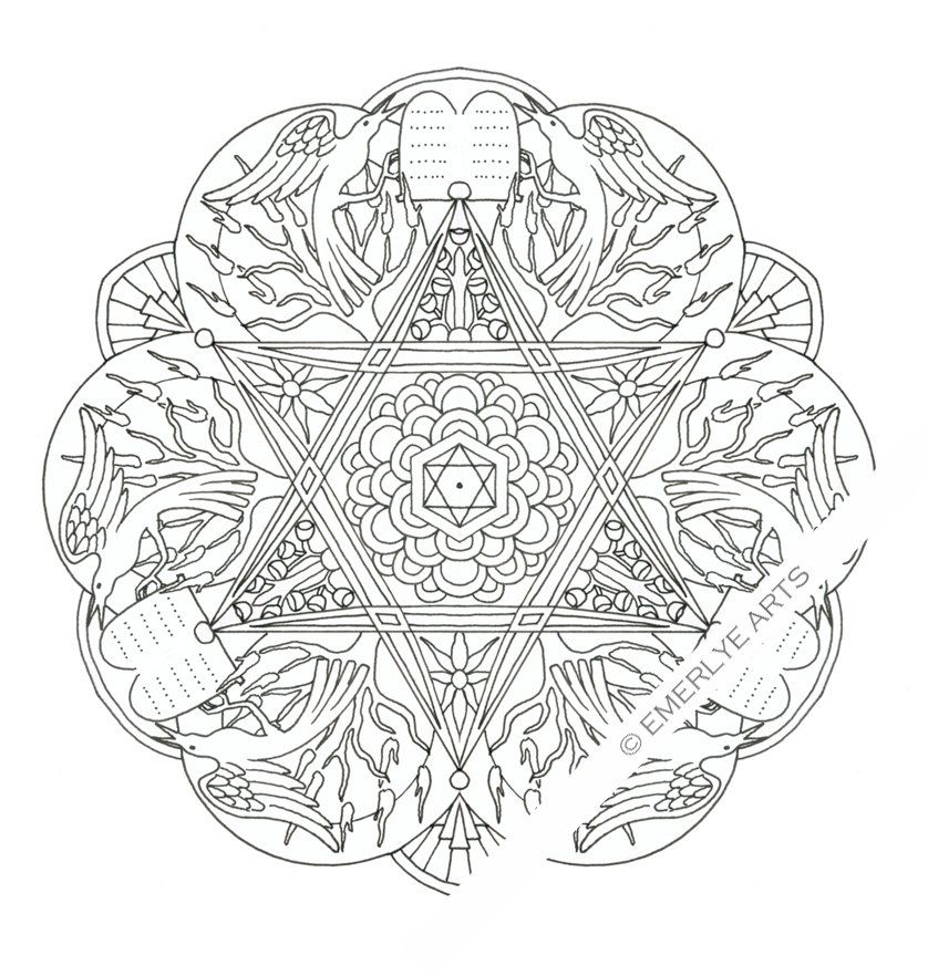 Star of David printable Hanukkah Mandala Coloring Set from Emberlye Arts on Etsy