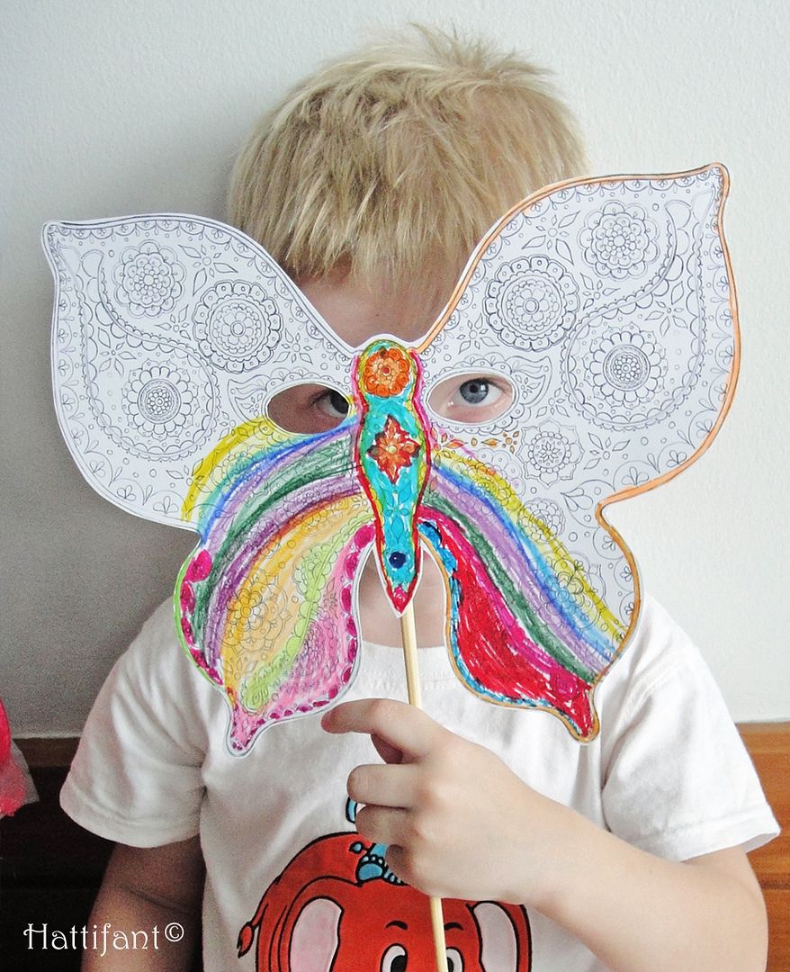 Free printable mandala butterfly mask that kids can color | Hattifant