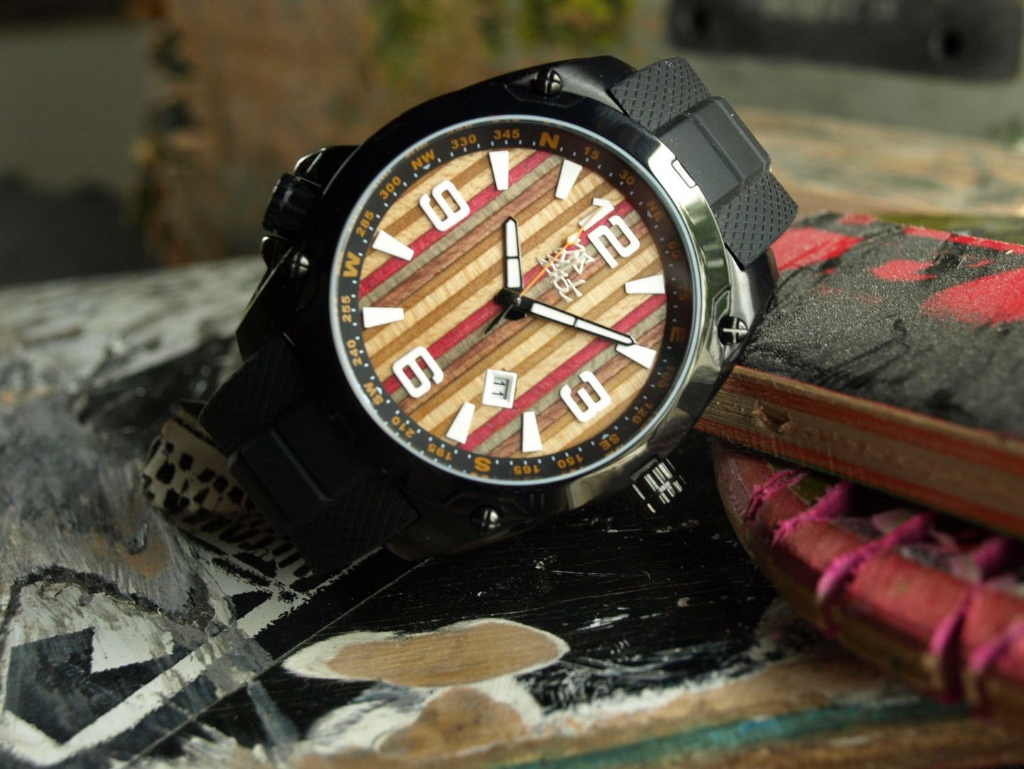 One-of-a-kind watches made from upcycled skateboard decks. So cool!