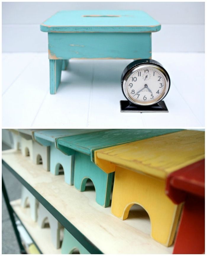 Vintage style handpainted step stools from Circle Creek Home