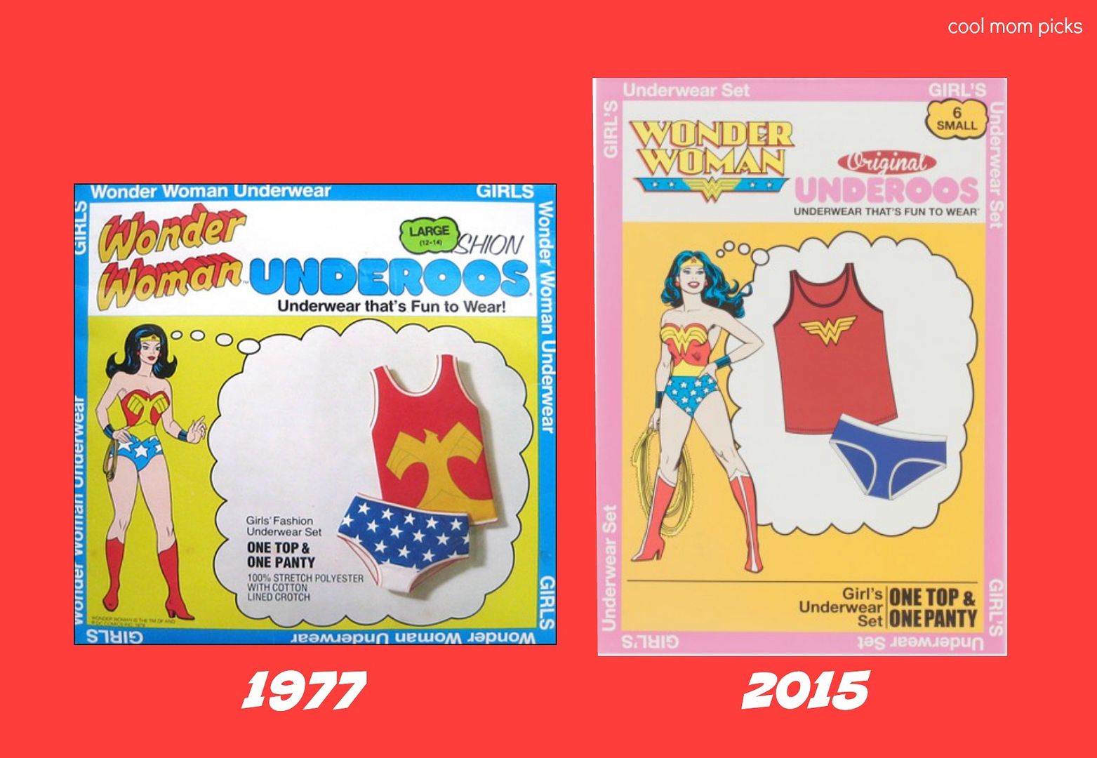 Wonder Woman Underoos for kids - They're back! But no stars? Sniff.