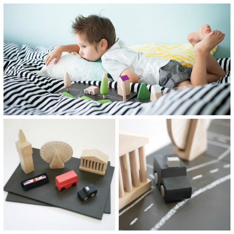 Wooden City Playsets for Kids featuring London, Paris, or your own city
