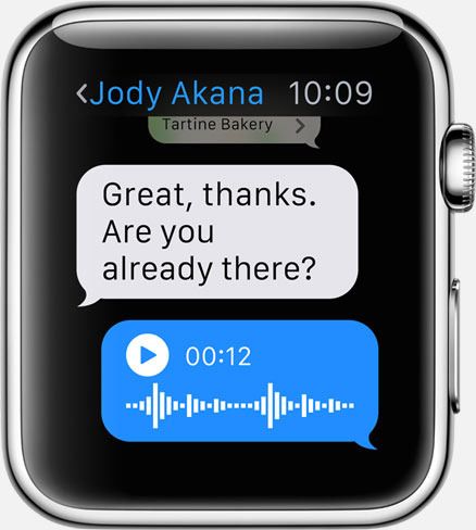 Apple Watch voice dictation and chat