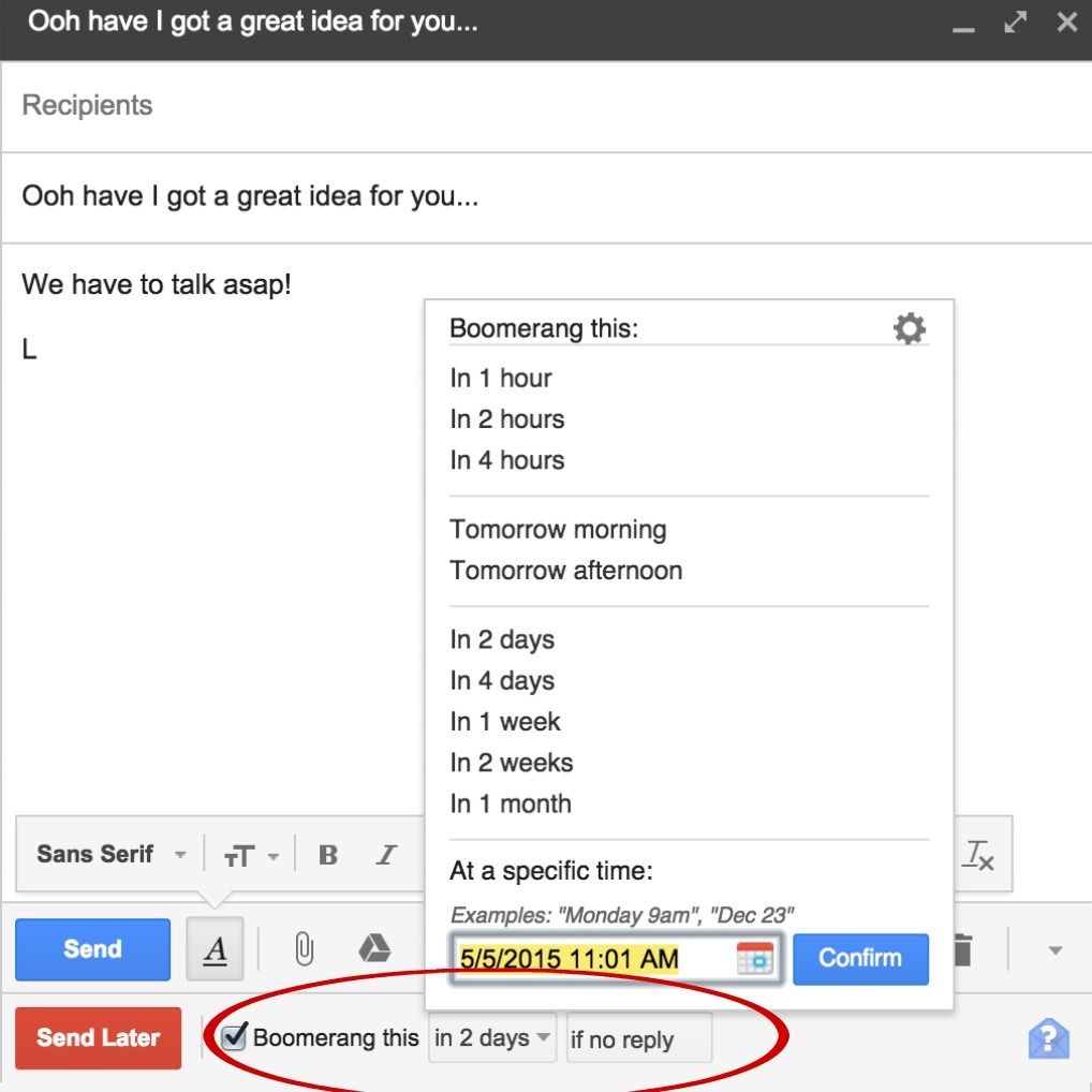Using Boomerang for Gmail: A great add-on to help you manage your inbox