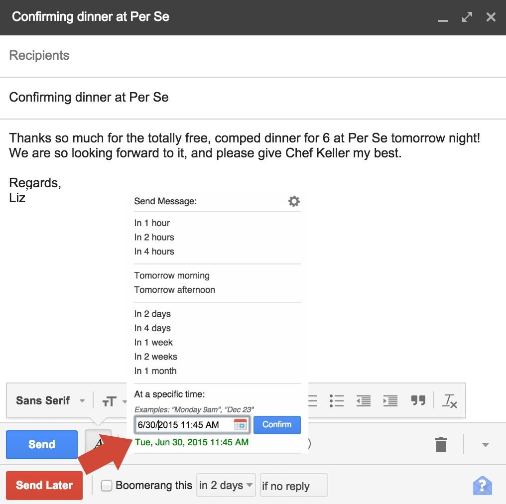 Boomerang for Gmail lets you schedule messages to send later