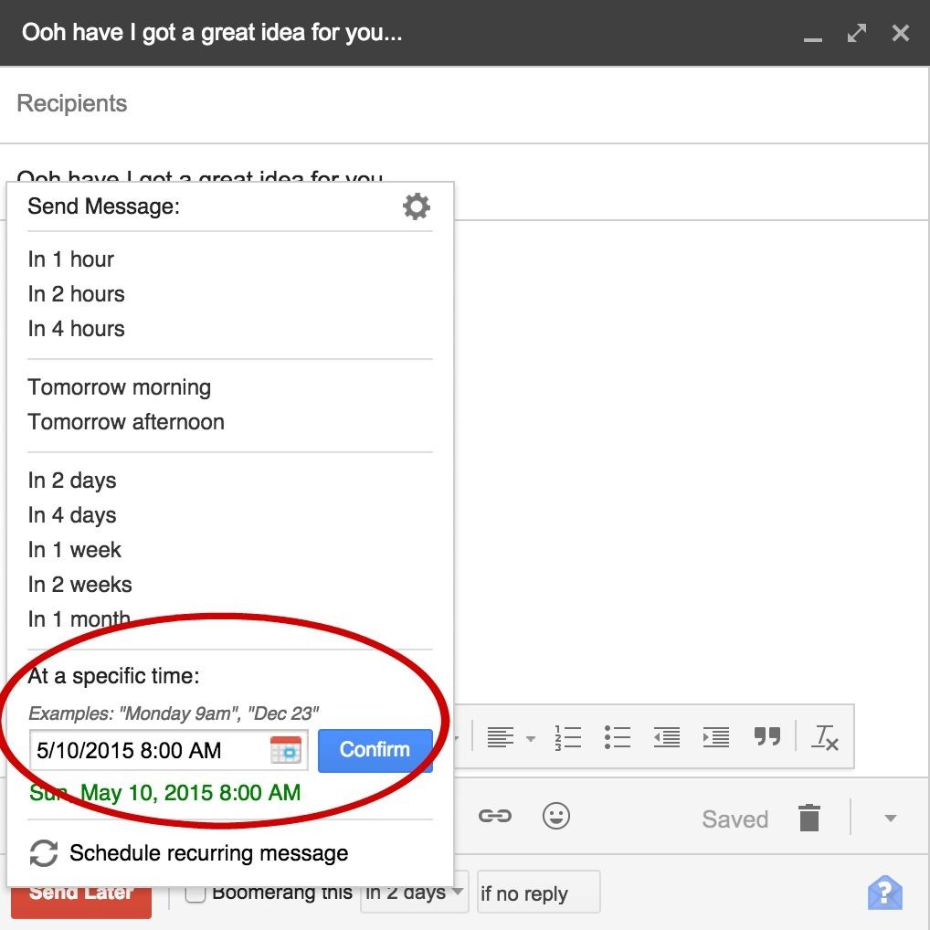 Boomerang for gmail: Schedule your messages to send at a later date