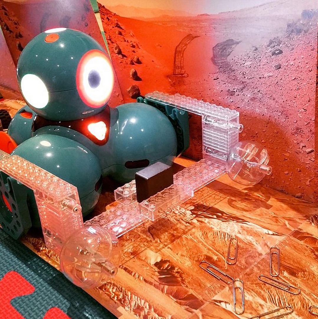 Coding projects for kids: Turn a robot into an alien and program him to pick up the 