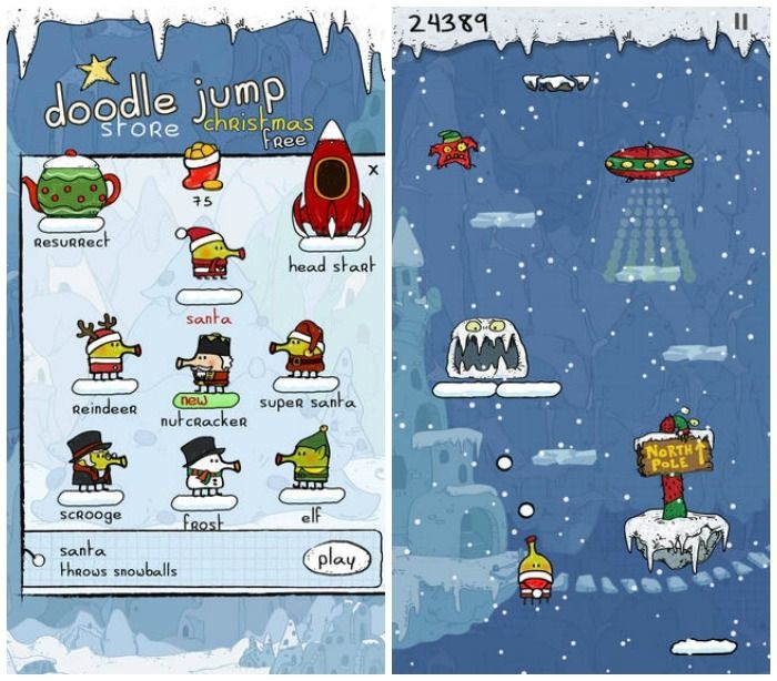 Doodle Jump Christmas edition app for kids