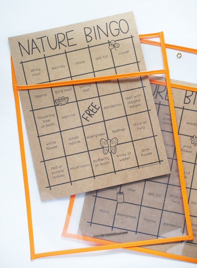 Free printable nature bingo card set from Handmade Charlotte. Summer fun!
