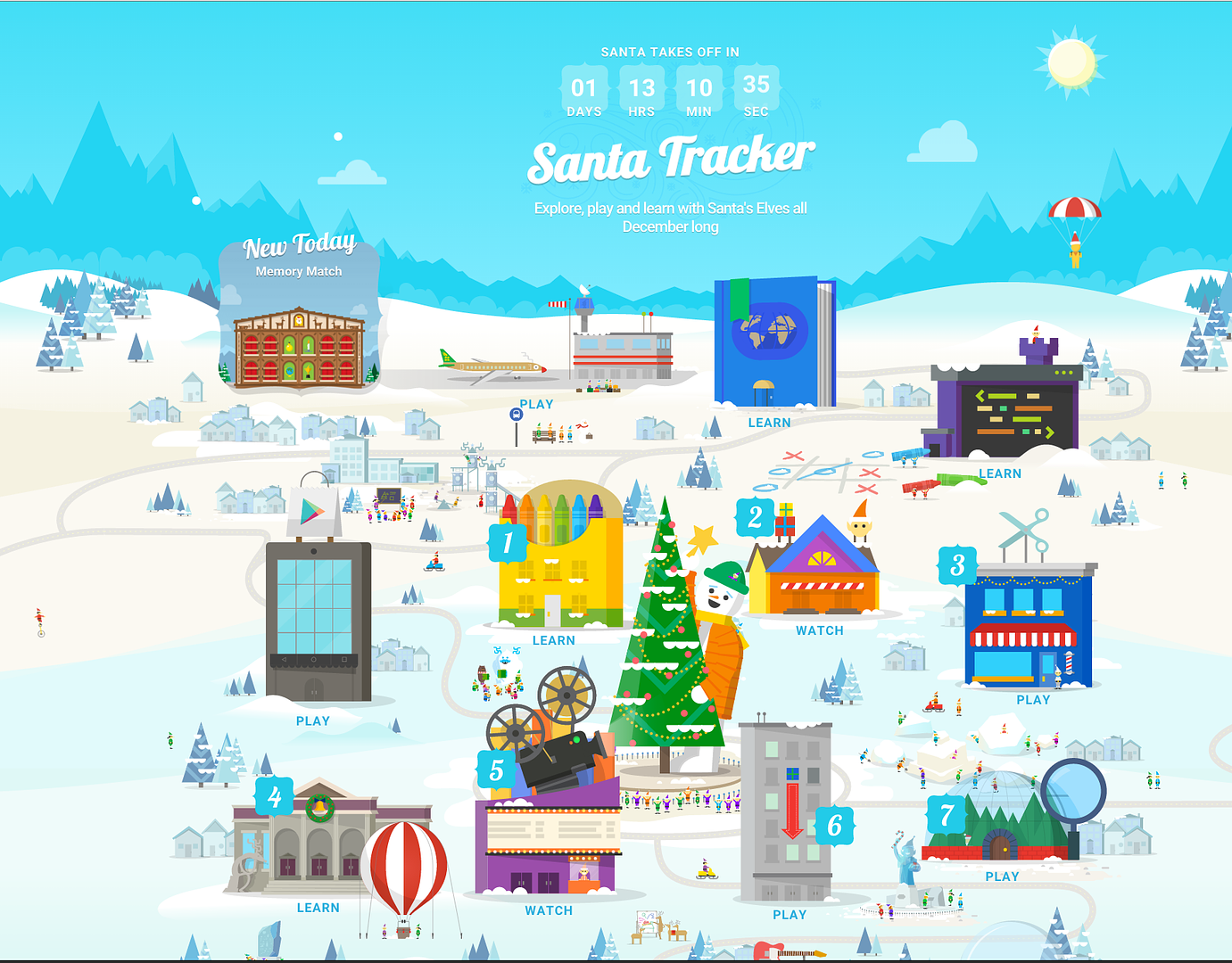 Google Santa Tracker: Countdown to Christmas with a great new minigame or video each day, then track his whereabouts on Christmas eve.