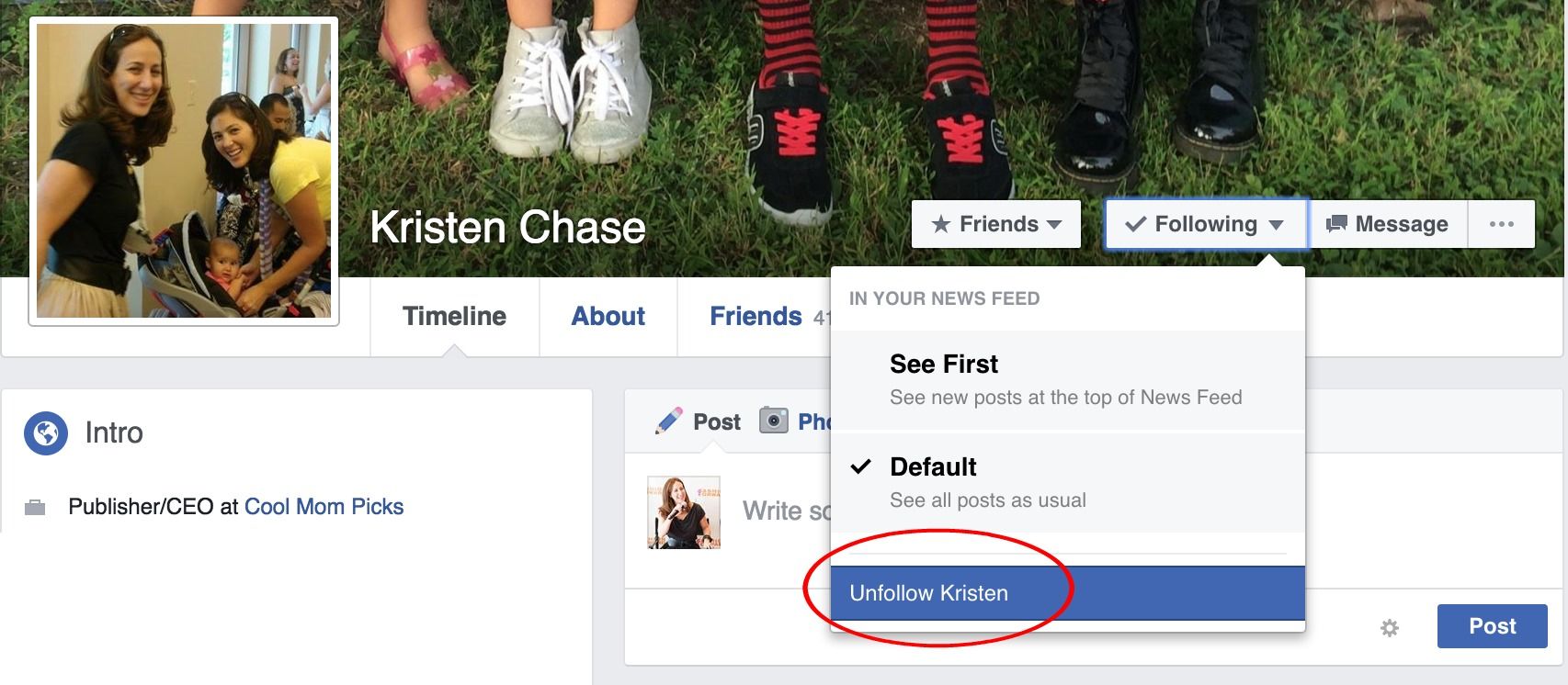 How to unfollow on Facebook without unfriending (because we'd never unfriend Kristen!) | coolmomtech.com