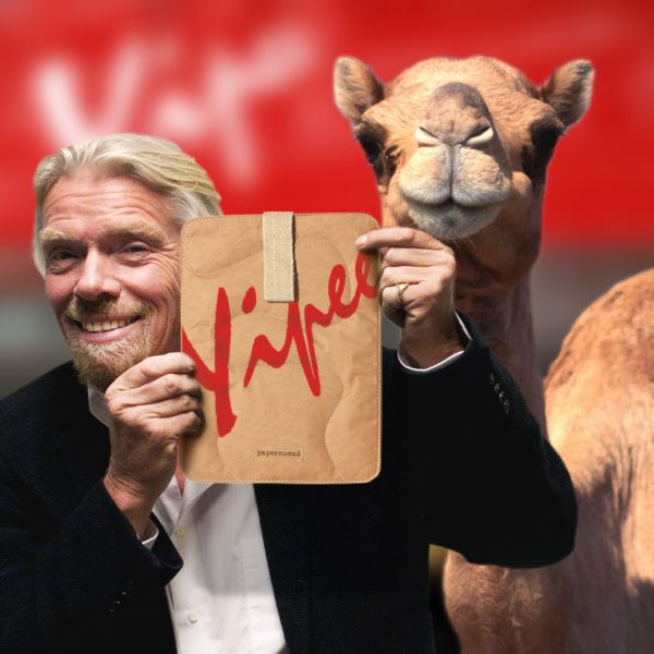 Richard Branson with Papernomad Case