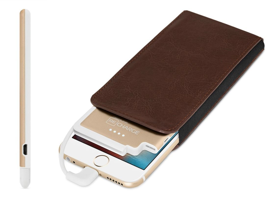 Techlink Recharge 3000 Ultrathin portable battery comes with a really swanky leather case to hold your iPhone, too.