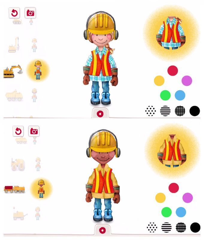Tiny Builders construction app: 65,000 combinations for customizing construction workers and the sites kids can play with