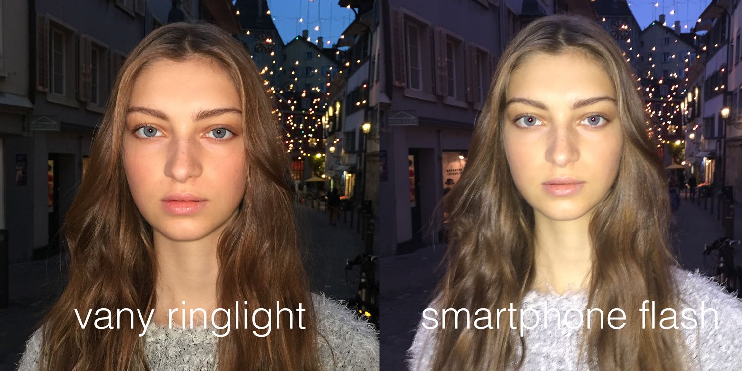 Vany smartphone ring light: selfies before/after