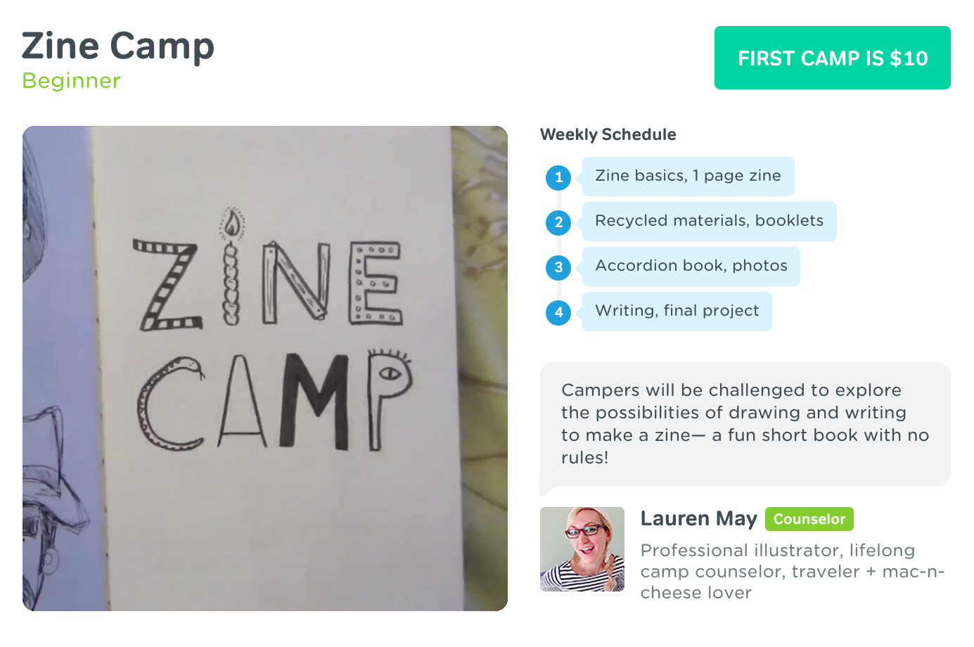 Zine camp and other four-week online 