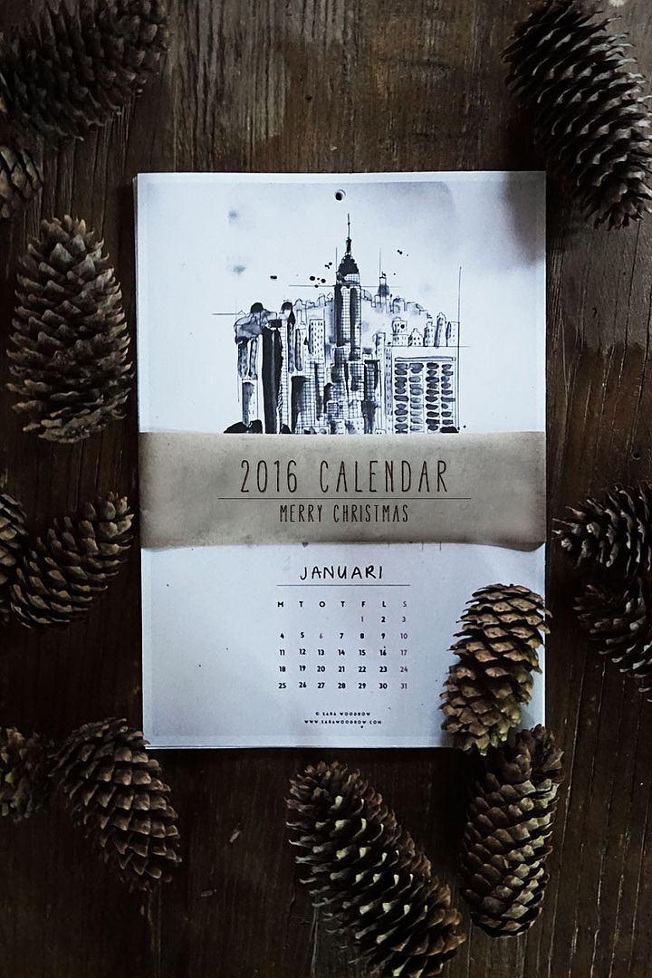 Free printable 2016 calendar from Sara Woodrow