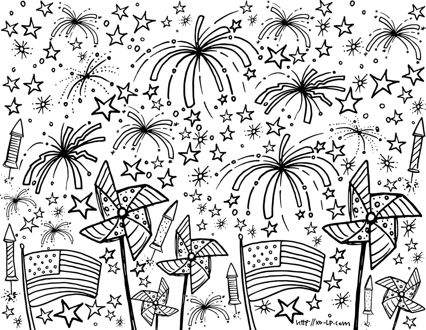 Printable 4th of July coloring pages and other summer themes from xolp on Etsy