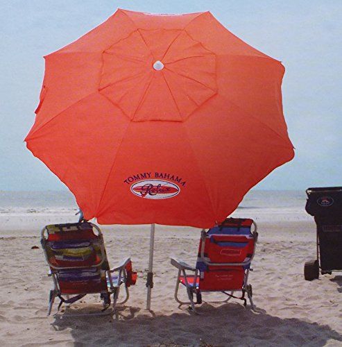Our pick for the best beach umbrella: Ignore the big logo, this Tommy Bahama beach umbrella is perfect. Read more >>>