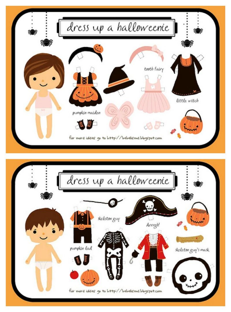 The cutest free printable Halloween paper dolls ever, via babal is me