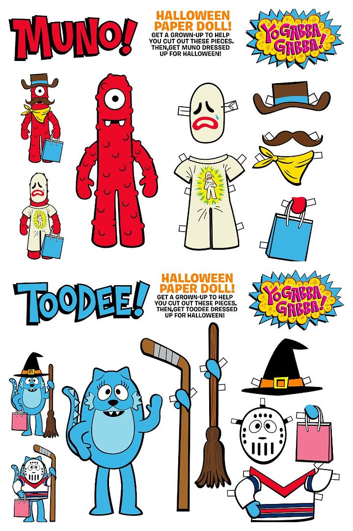 Free printable Yo Gabba Gabba Halloween paper dolls