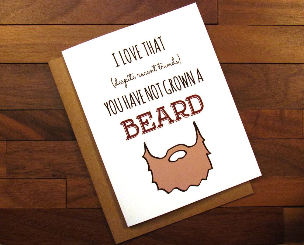 Funny Valentine's Cards: The anti-beard hipster card