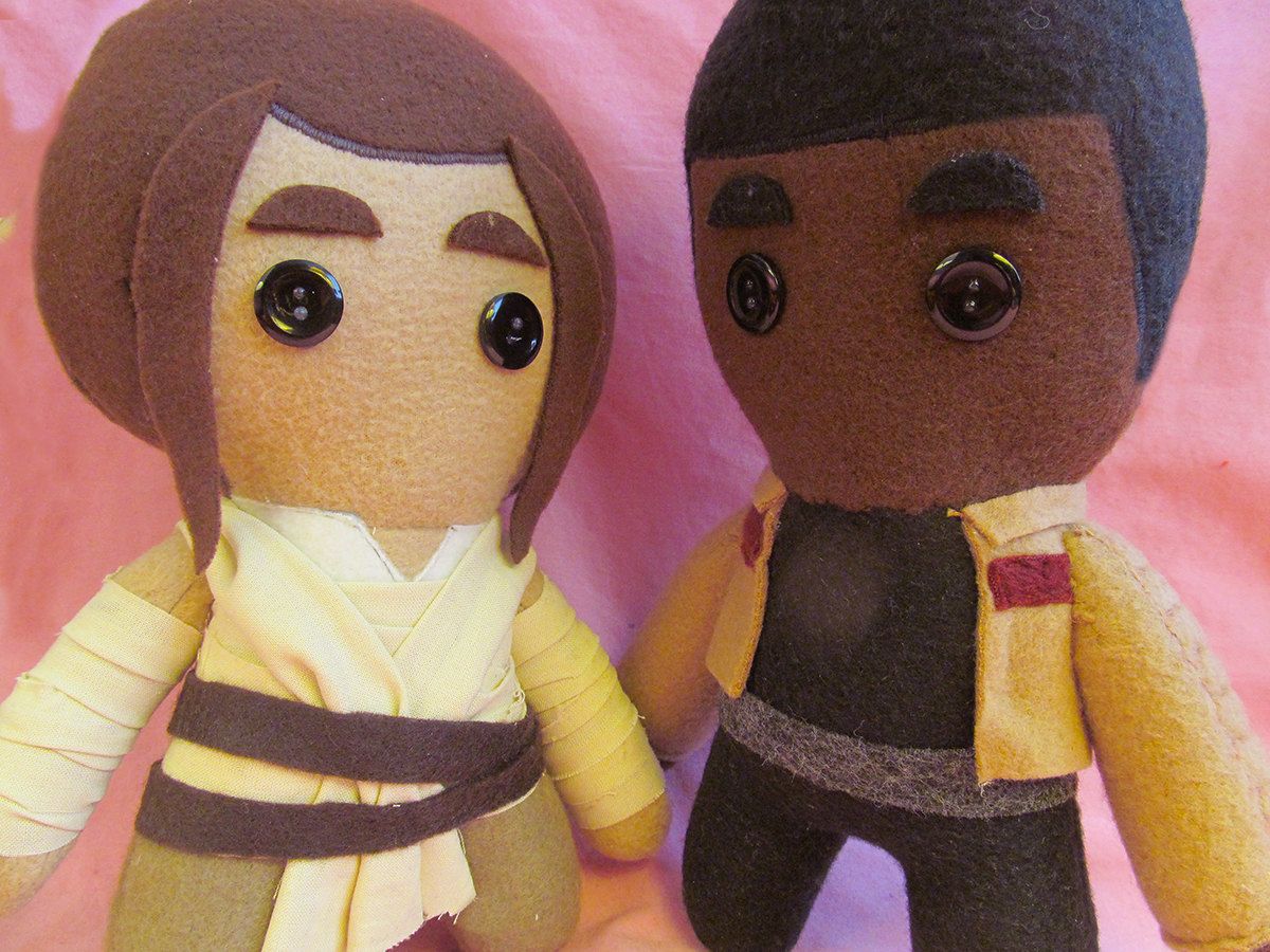Handmade Rey and Finn plush felt dolls on Etsy