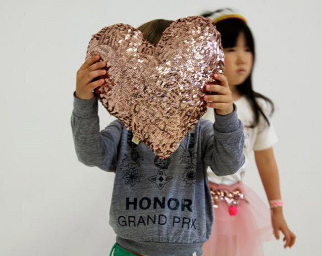 mother's day gifts for grandmas: Sequin heart pillow by atsuyo et akiko