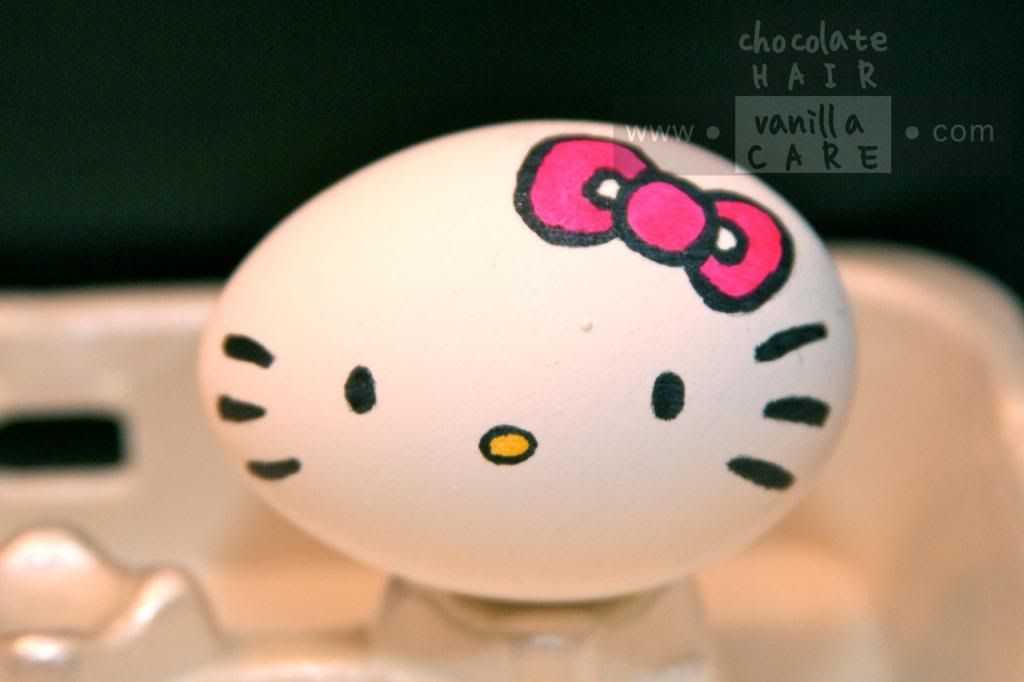 Hello Kitty Easter egg decorating DIY from Chocolate Hair Vanilla Care
