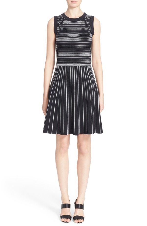 LOVE this Kate Spade stripe fit and flare dress. Amazing, on-trend spring look that flatters