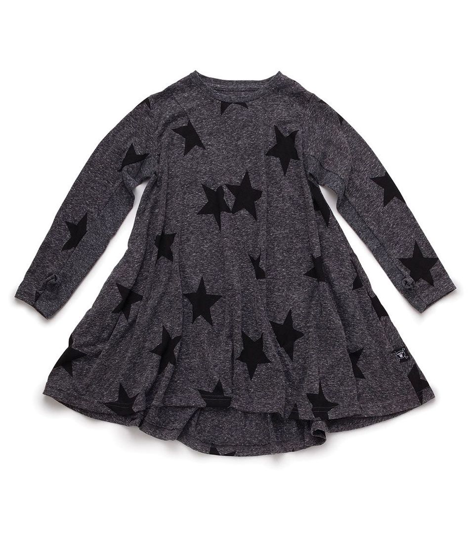 Absolutely LOVE this edgy, modern, twirly star dress from Nununu, one of our favorite small labels for kids