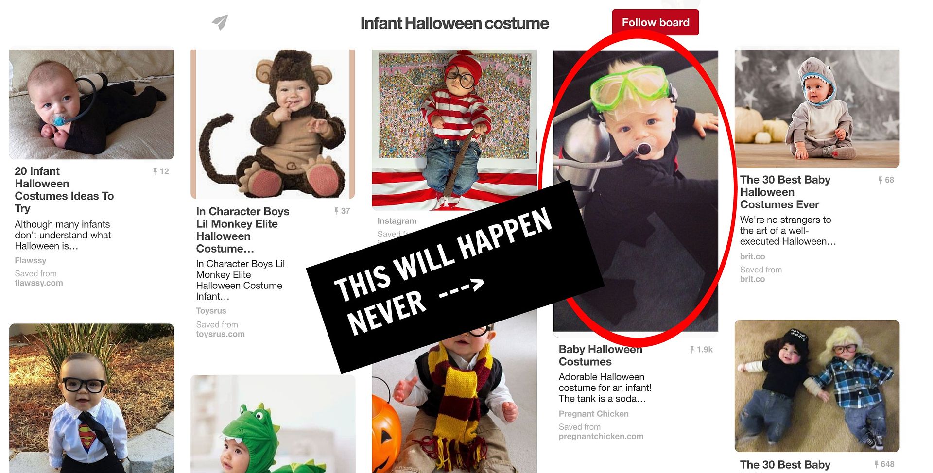 Things that make parents wonder WTF HOW IS THIS MY LIFE? Pinterest boards devoted to hundreds of infant costumes